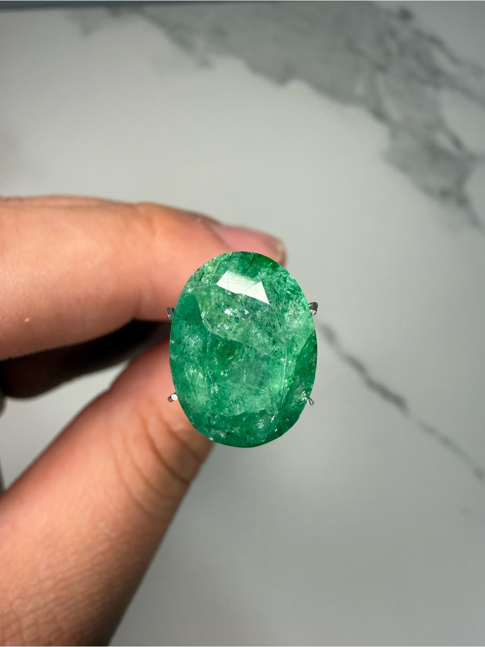 10.95CT Oval Cut Color Enhanced Green Beryl